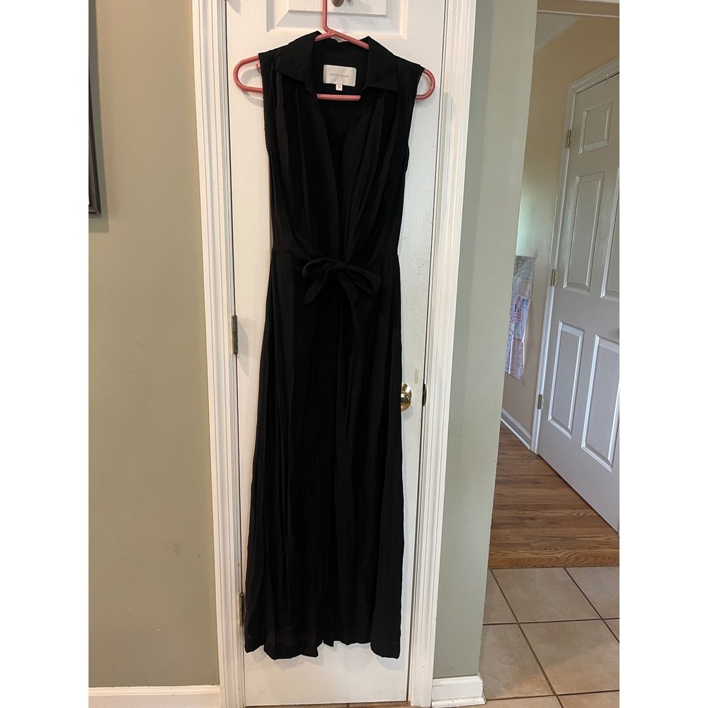Brochu Walker Black Sleeveless Tie Waist Maxi Dress with Front Slit Size XS‎ b4